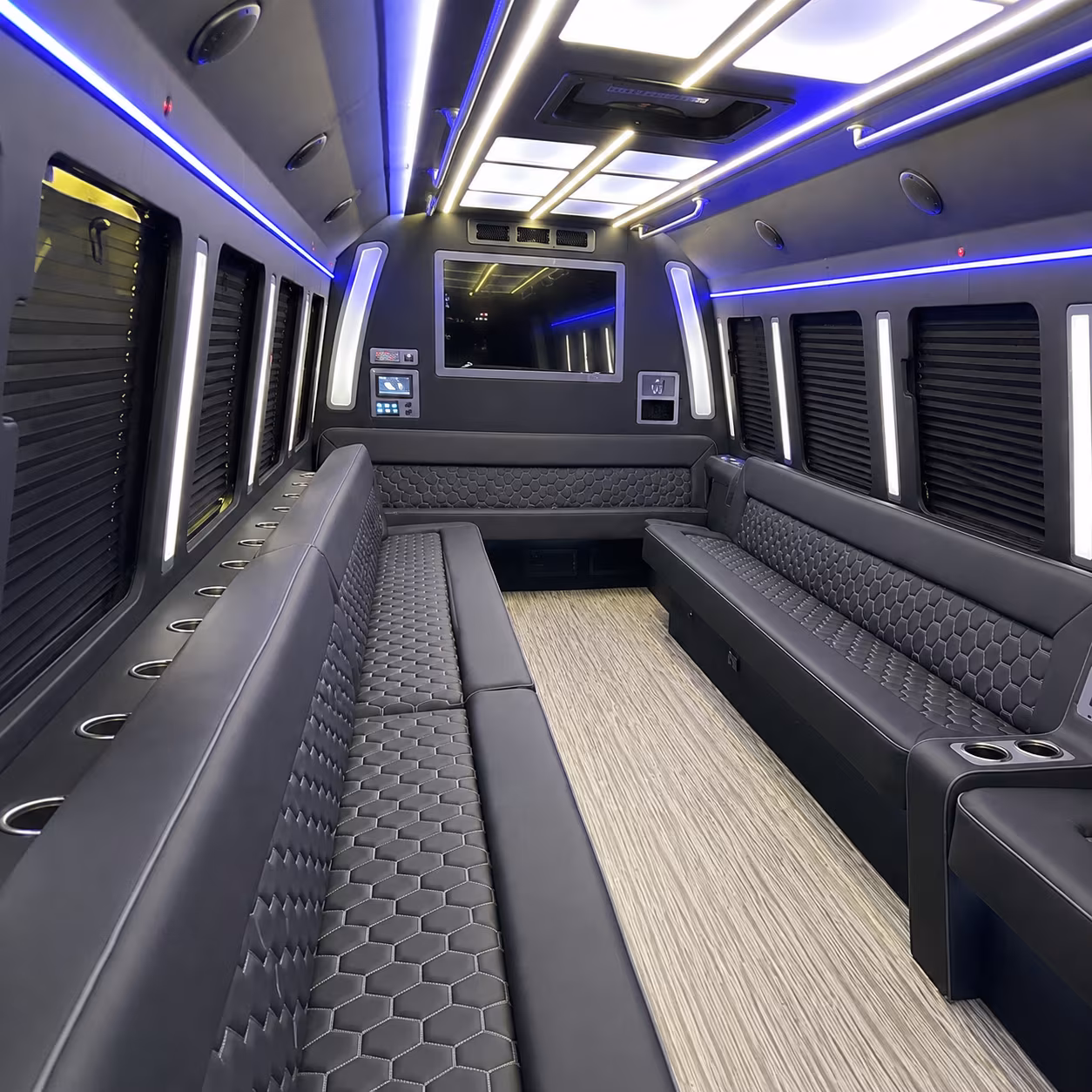 parker 40 passenger party bus inside