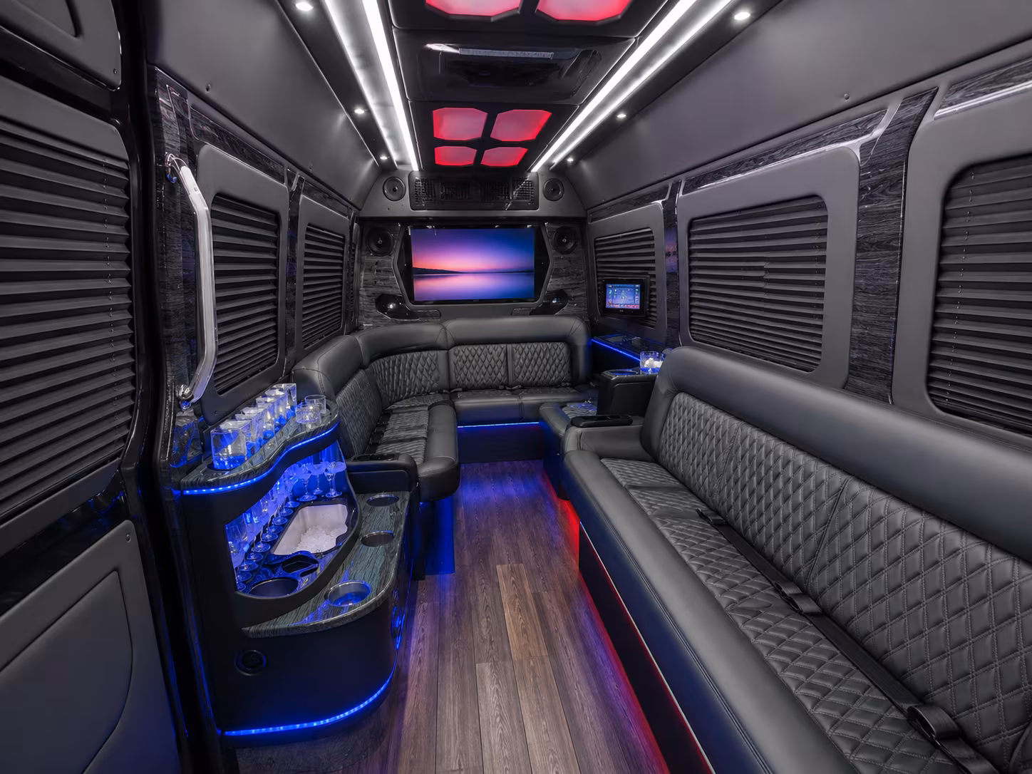 parker 40 passenger party bus interior